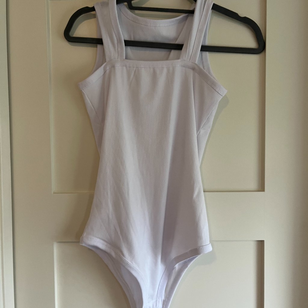 Modern White Ribbed Body Suit